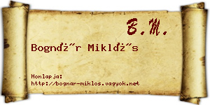 Bognár Miklós névjegykártya